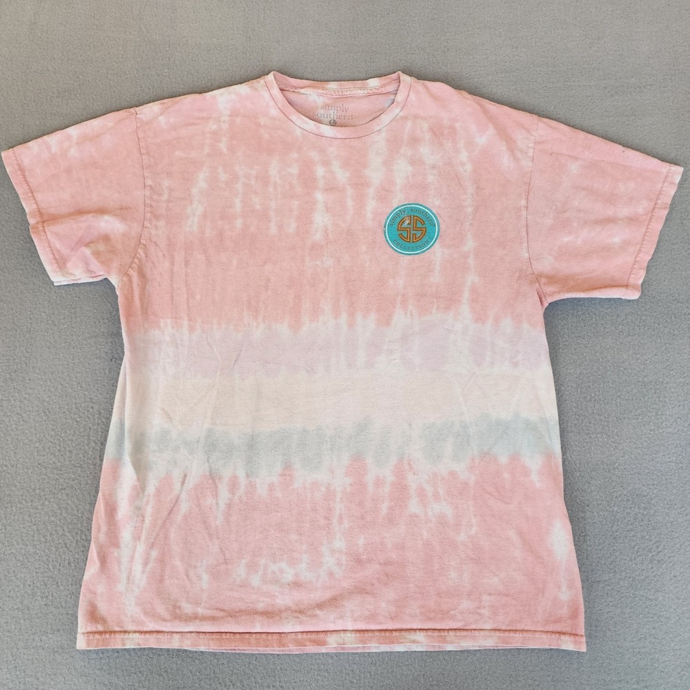 Simply Southern Pink Tie Dye Dog Kisses Cure Any Bad Day Graphic T-Shirt Large